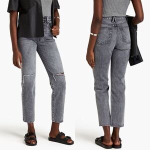 Slvrlake Sierra Grey Jeans Straight Leg Ankle Crop High Rise Size 26